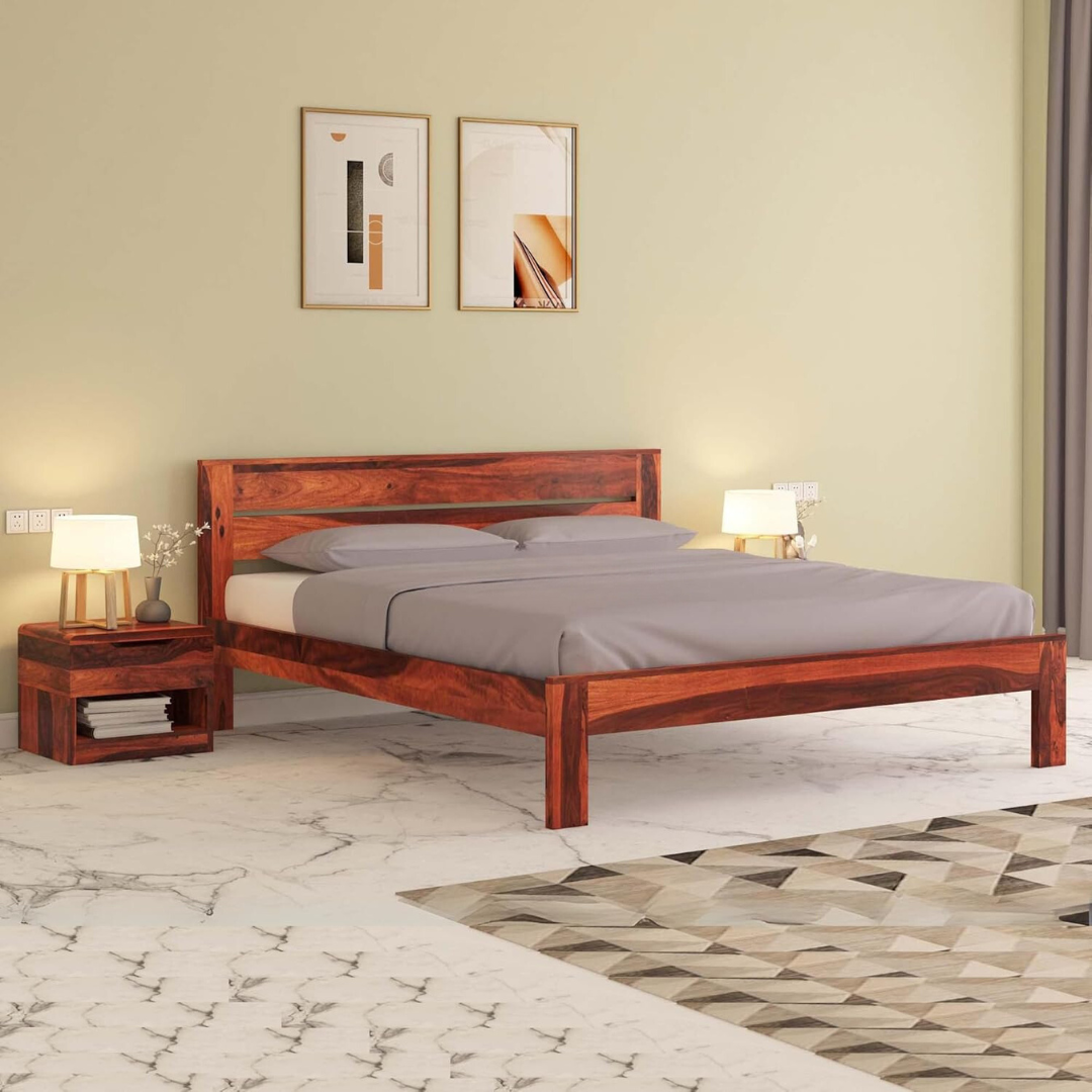 Woodtrend Sheesham Wood King Size Bed Without Storage