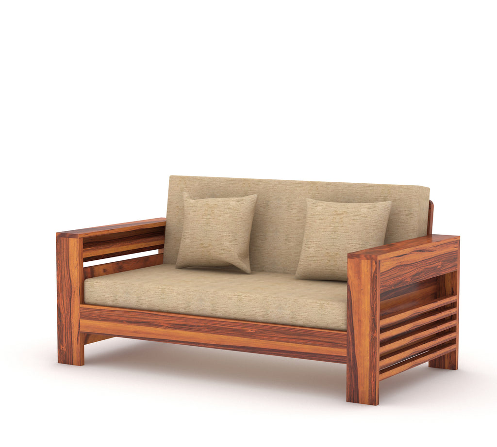 Wooden Sofa Set 2 Seater Living Room in Honey Finish