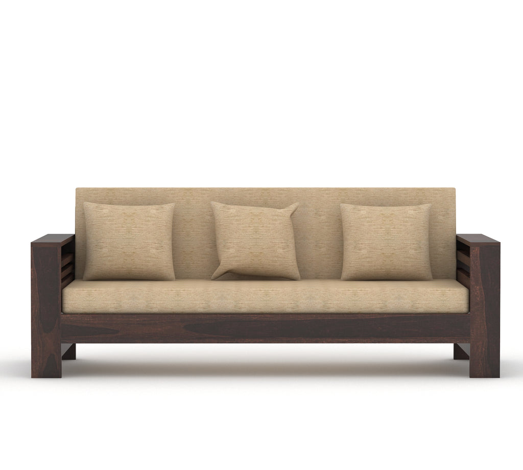 Sofa Set 3 Seater Living Room walnut Finish 3-Person Sofa
