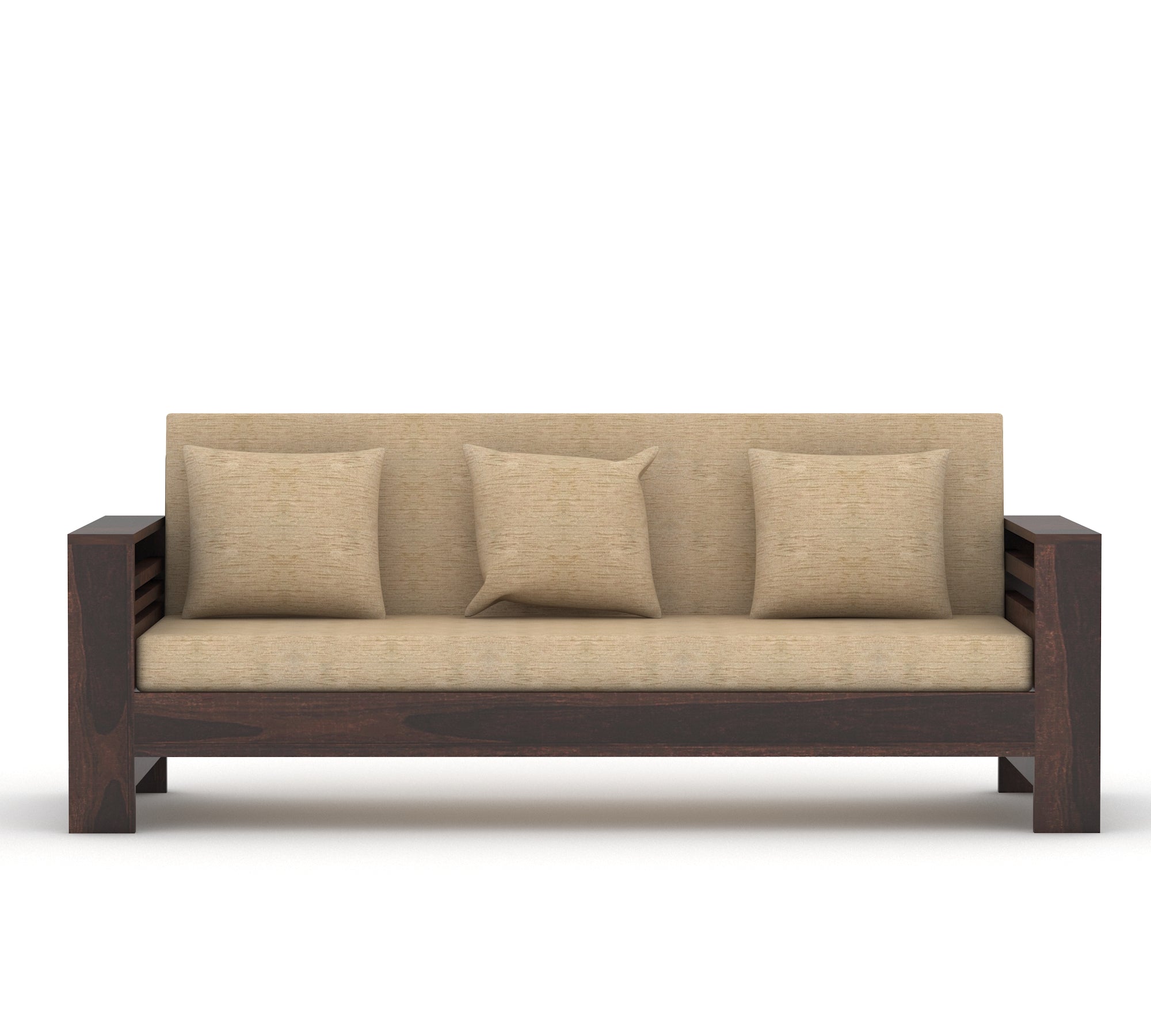 Sofa Set 3 Seater Living Room walnut Finish 3-Person Sofa