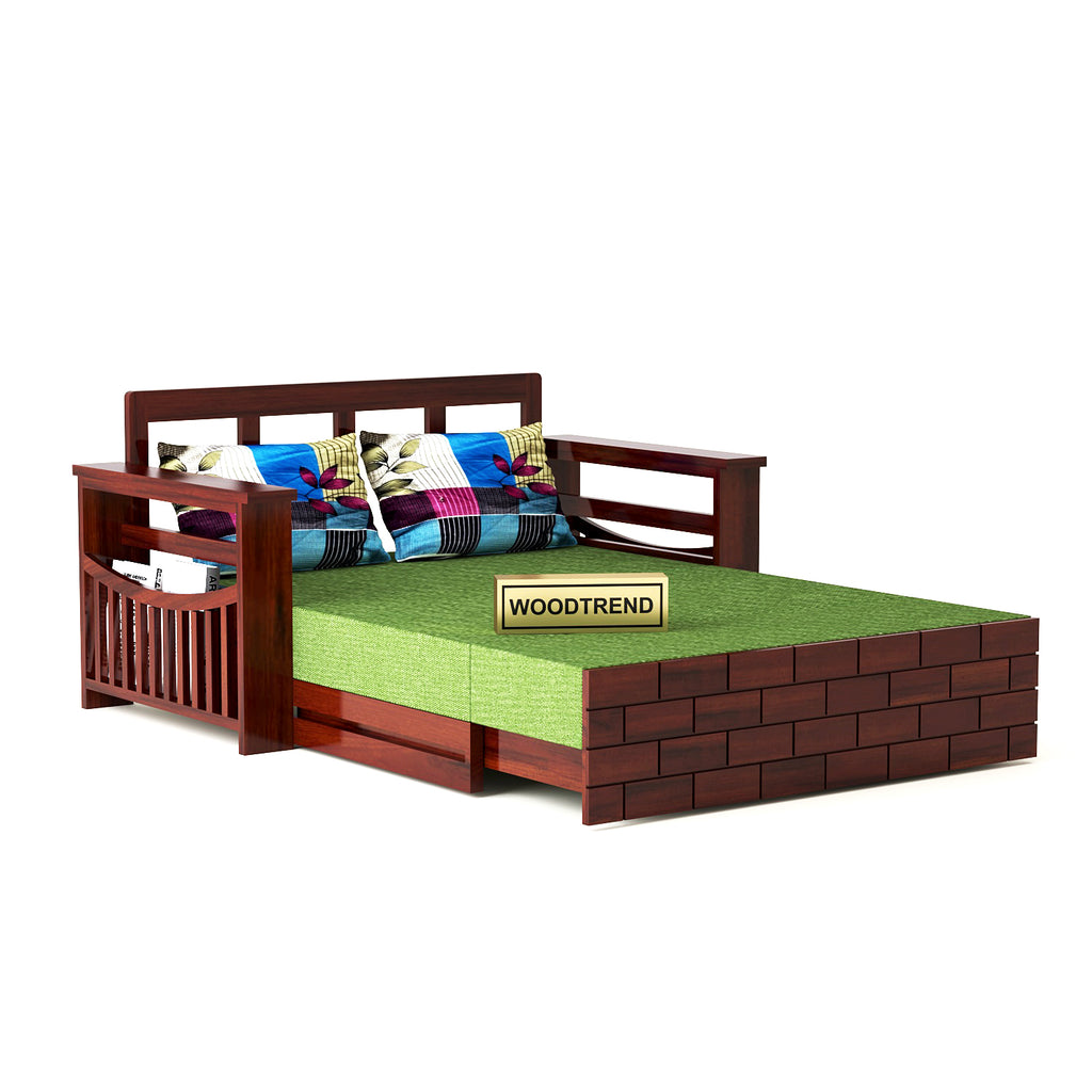 2 Seater sofa cum bed for Living Room Mahogany Finish