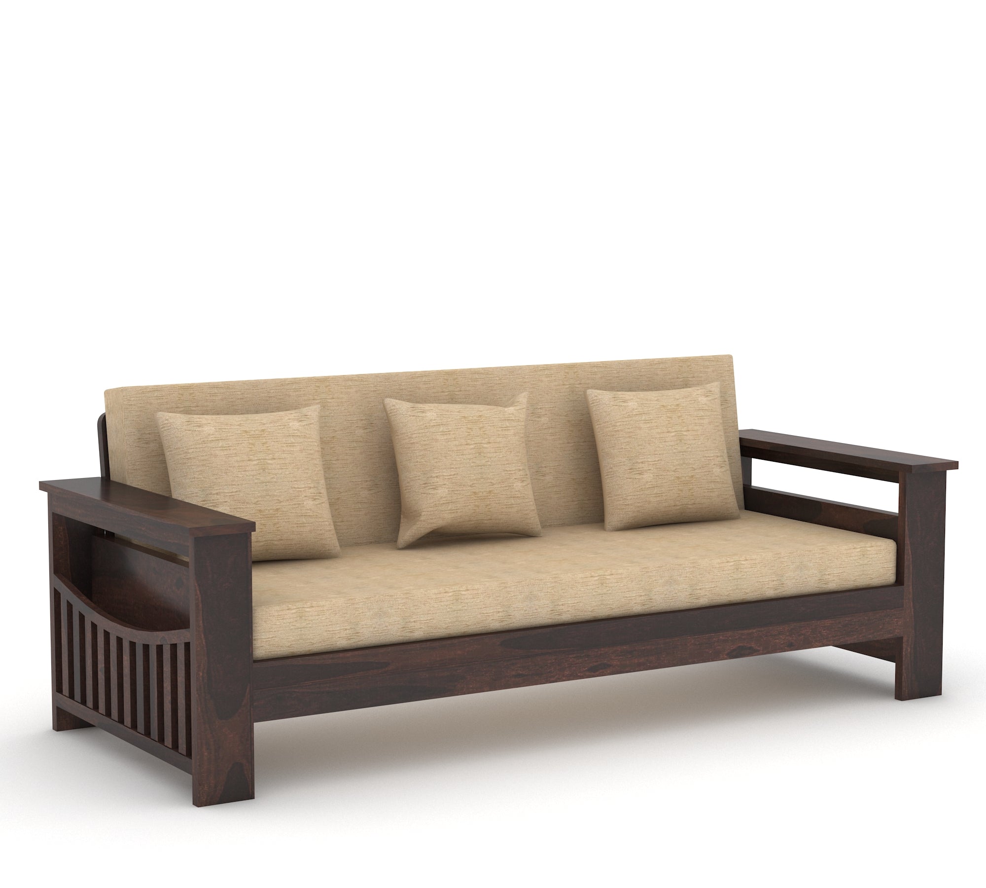 Woodtrend 3 Seater Sofa Set Living Room in walnut Finish