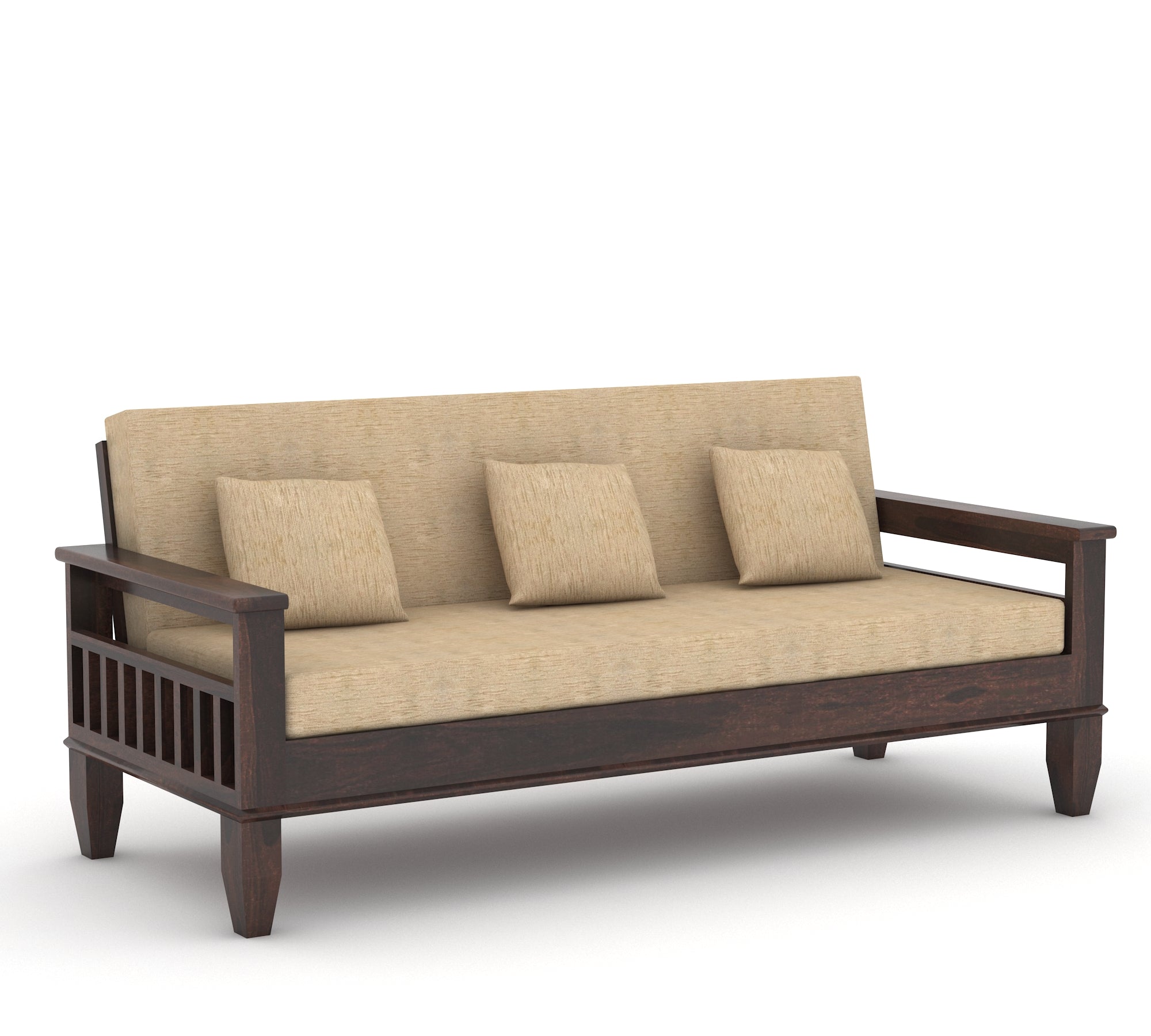 Woodtrend 3 Seater Sofa Set Walnut Finish