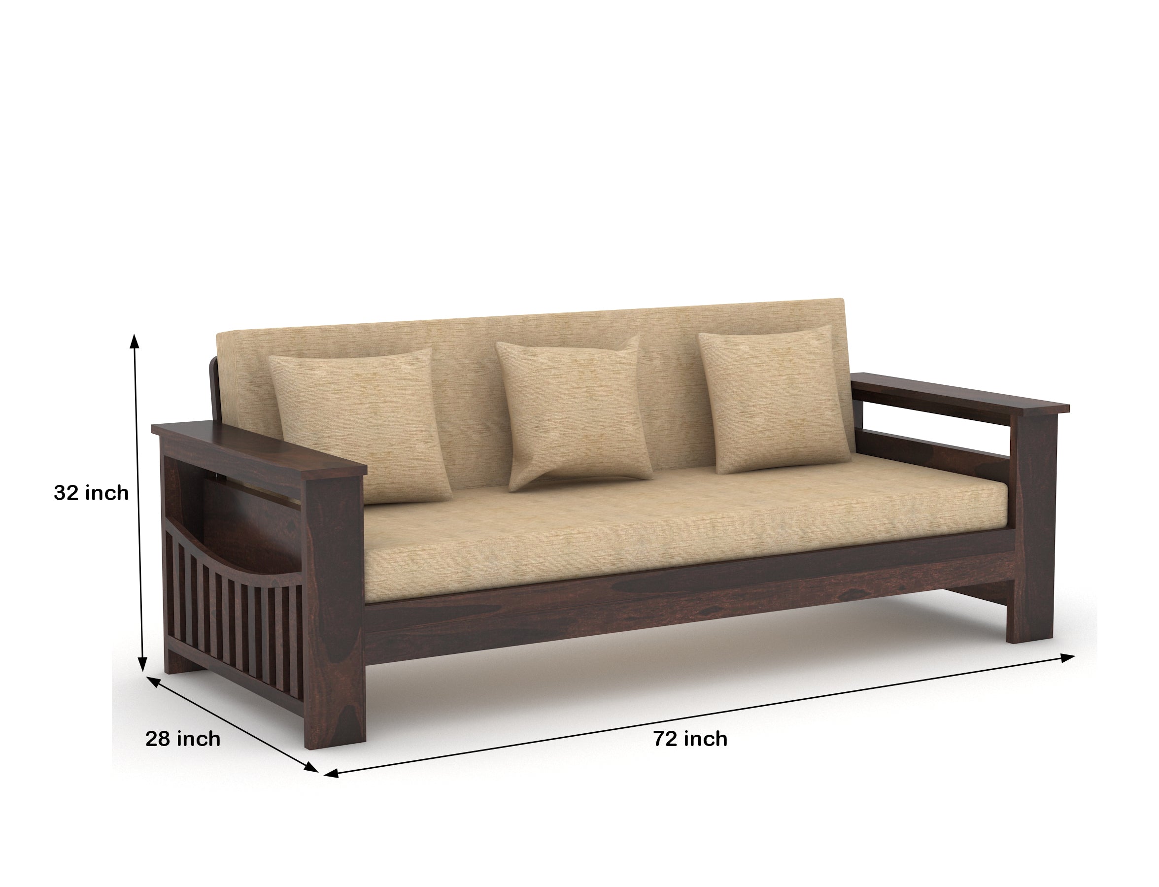 Woodtrend 3 Seater Sofa Set Living Room in walnut Finish