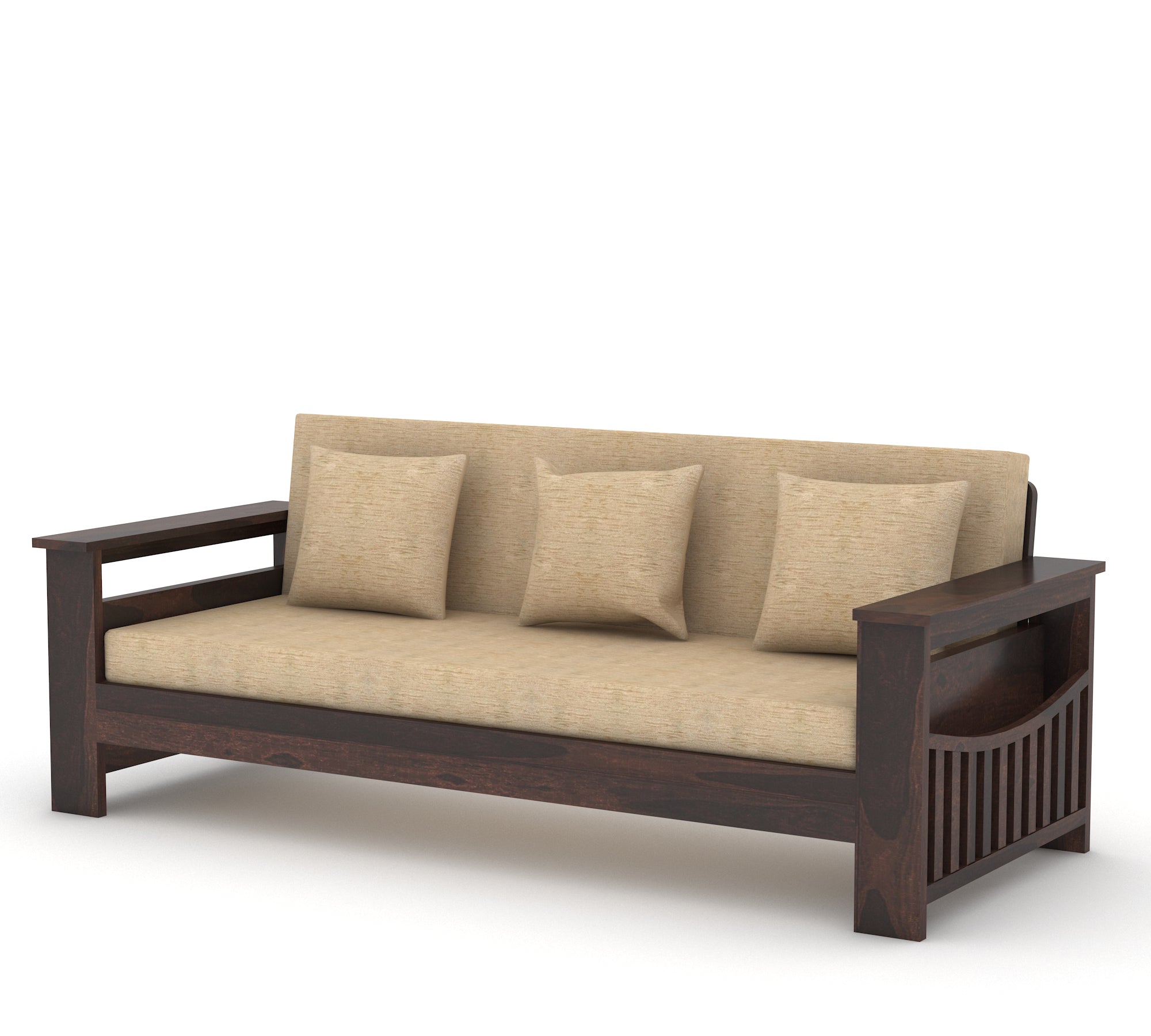 Woodtrend 3 Seater Sofa Set Living Room in walnut Finish