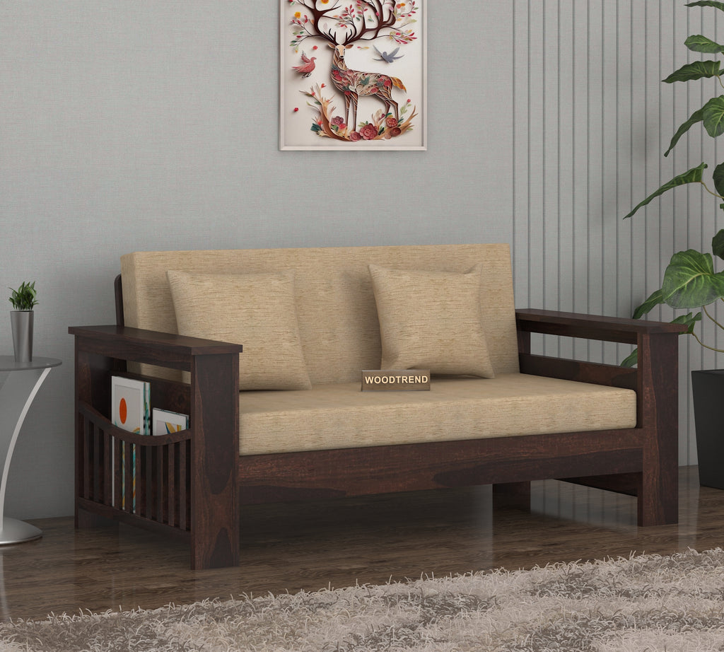 Woodtrend Sofa Set 2 Seater with walnut Finish Living Room