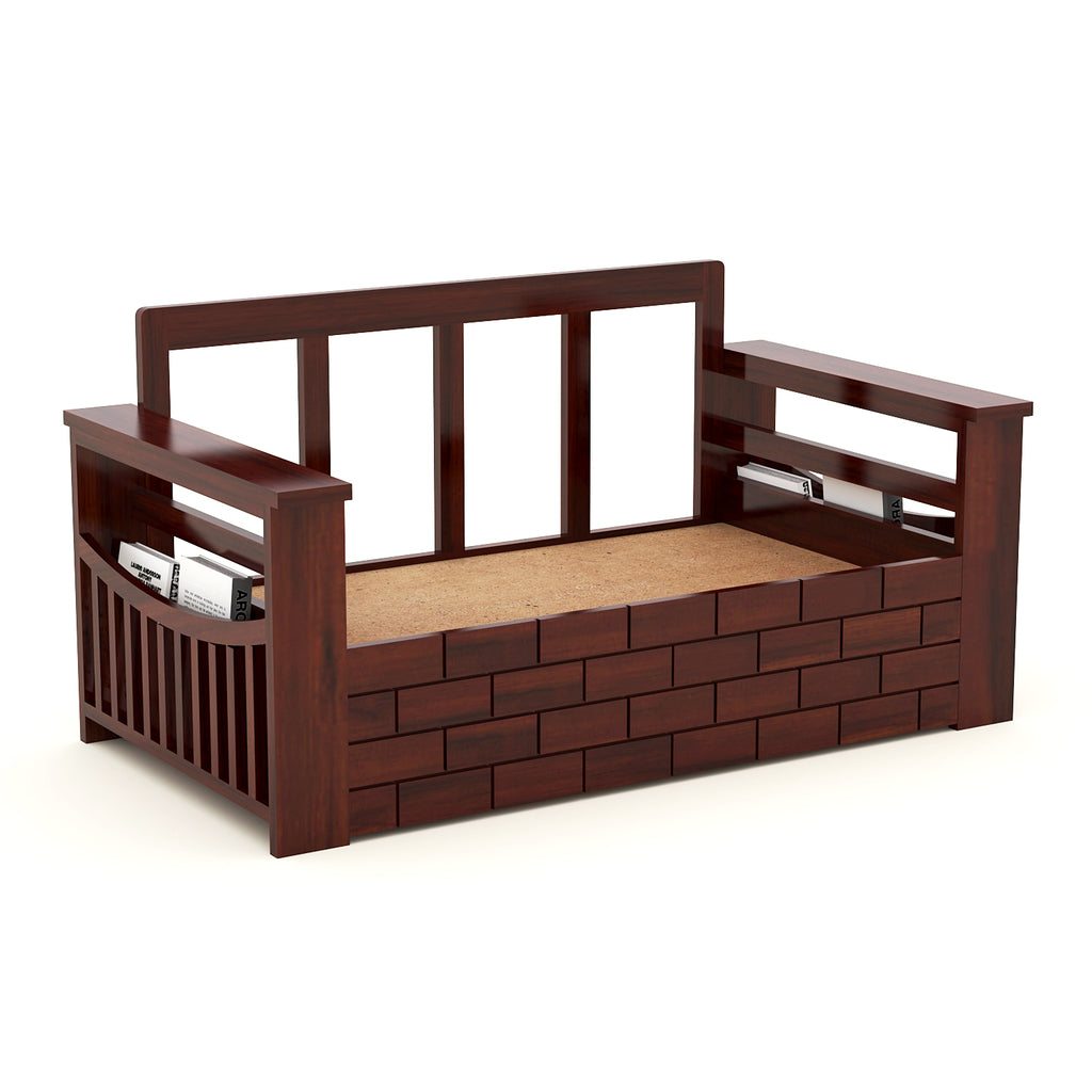2 Seater sofa cum bed for Living Room Mahogany Finish