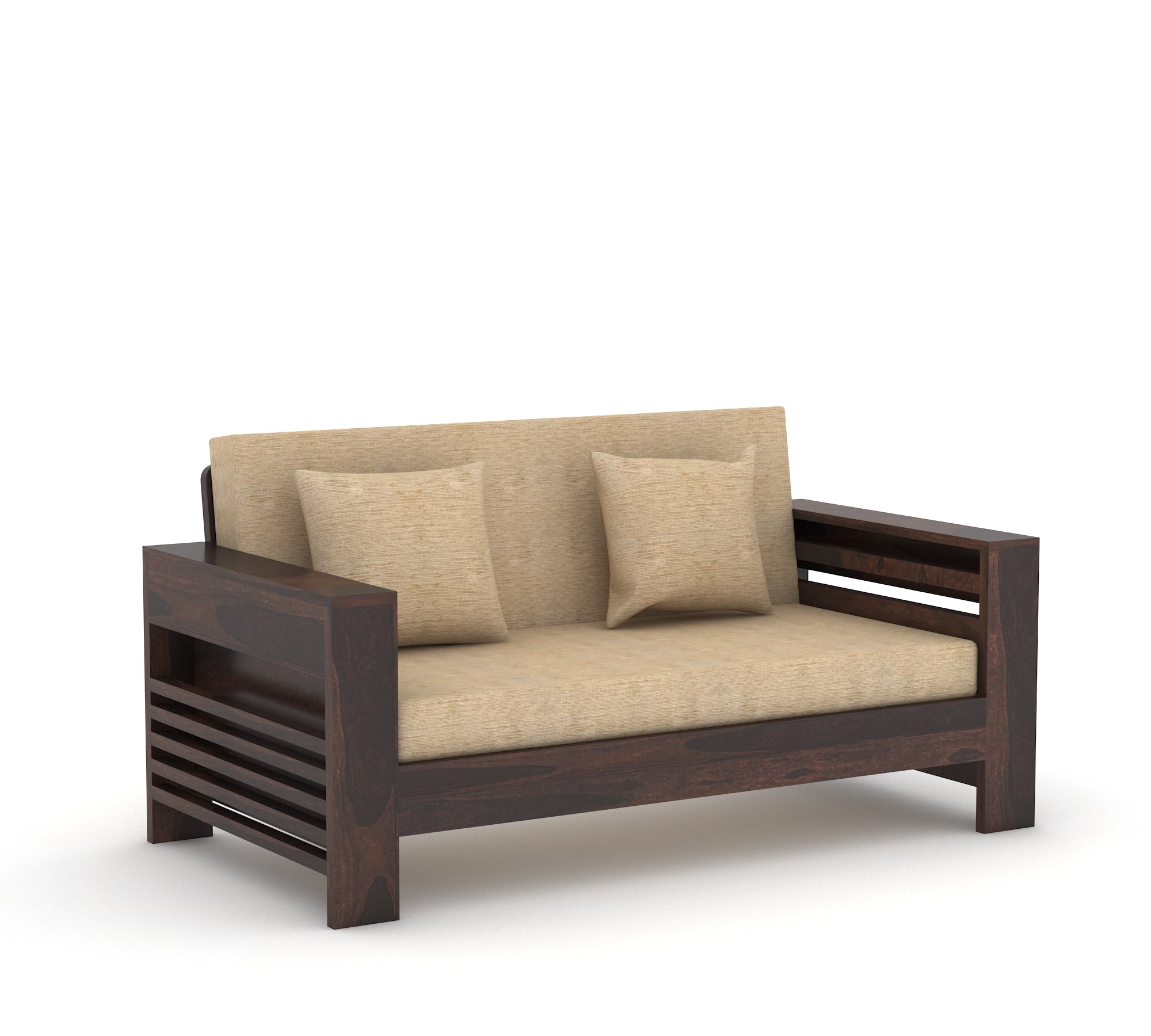 Woodtrend Two Seater Sofa Set in walnut Finish