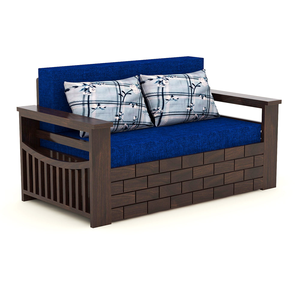 Modern wooden 2 Seater sofa bed for Living Room Walnut Finish