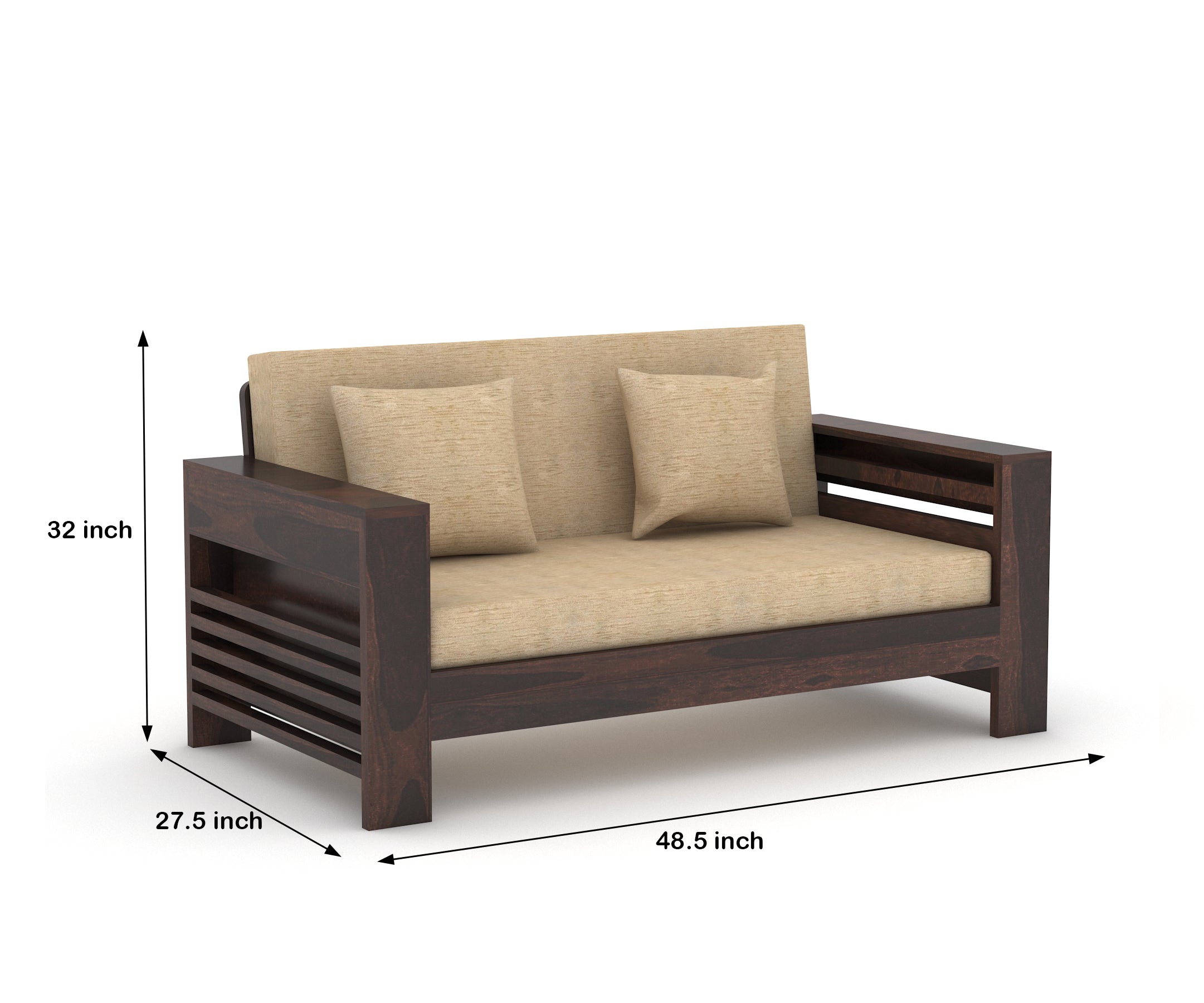 Woodtrend Two Seater Sofa Set in walnut Finish