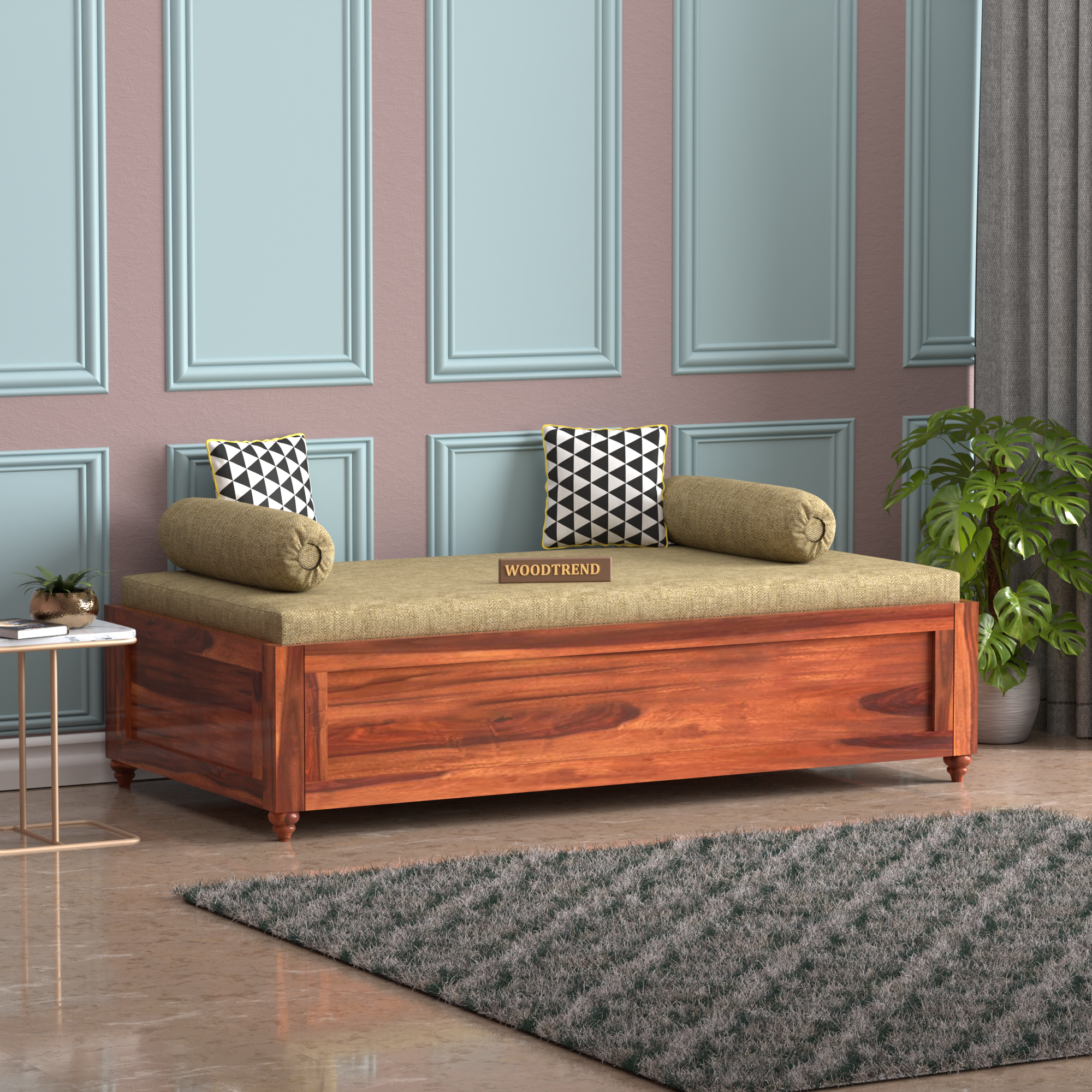 Morden Solid Sheesham Wood Storage Diwan Bed - 3 Years Warranty – Woodtrend