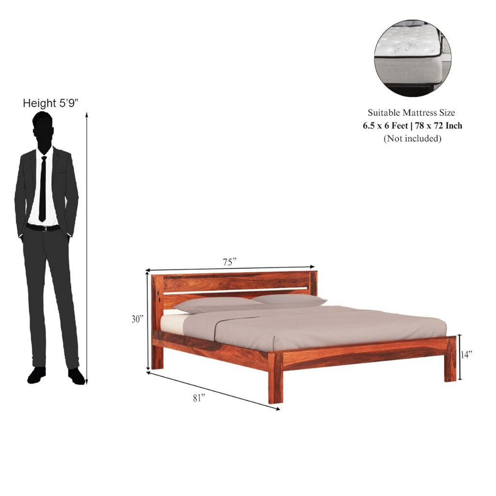 Woodtrend Sheesham Wood King Size Bed Without Storage