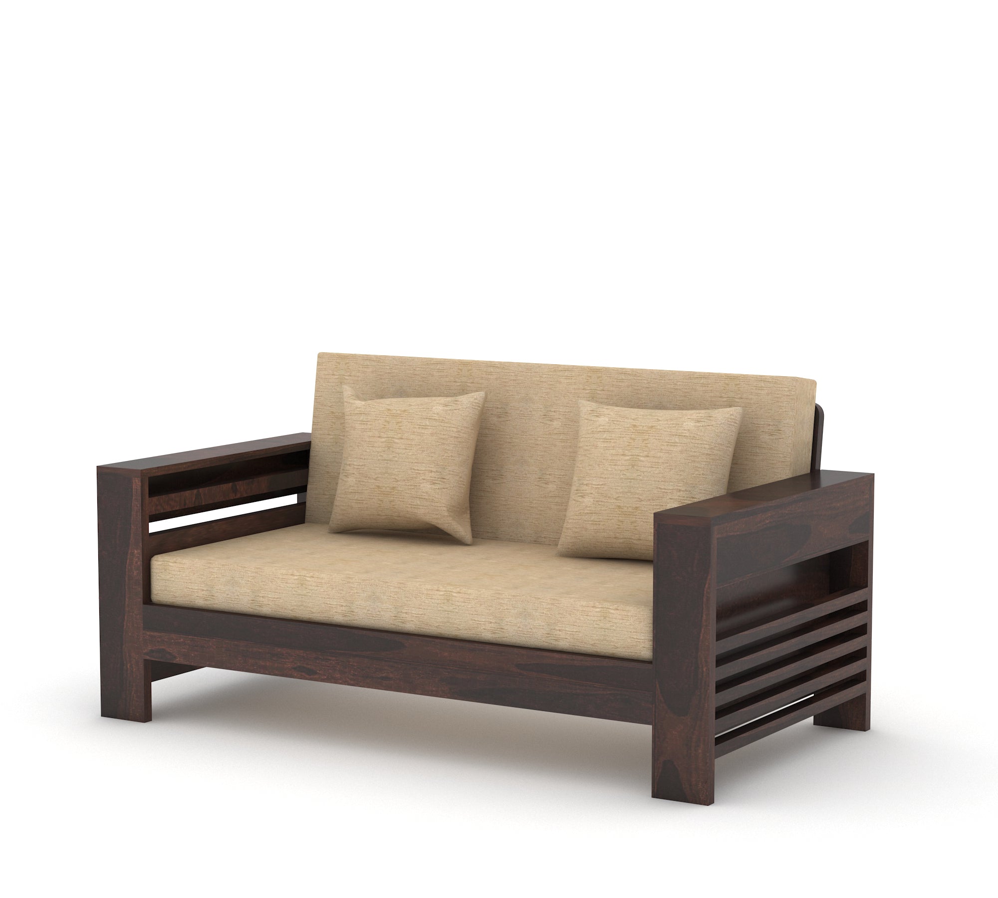 Woodtrend Two Seater Sofa Set in walnut Finish