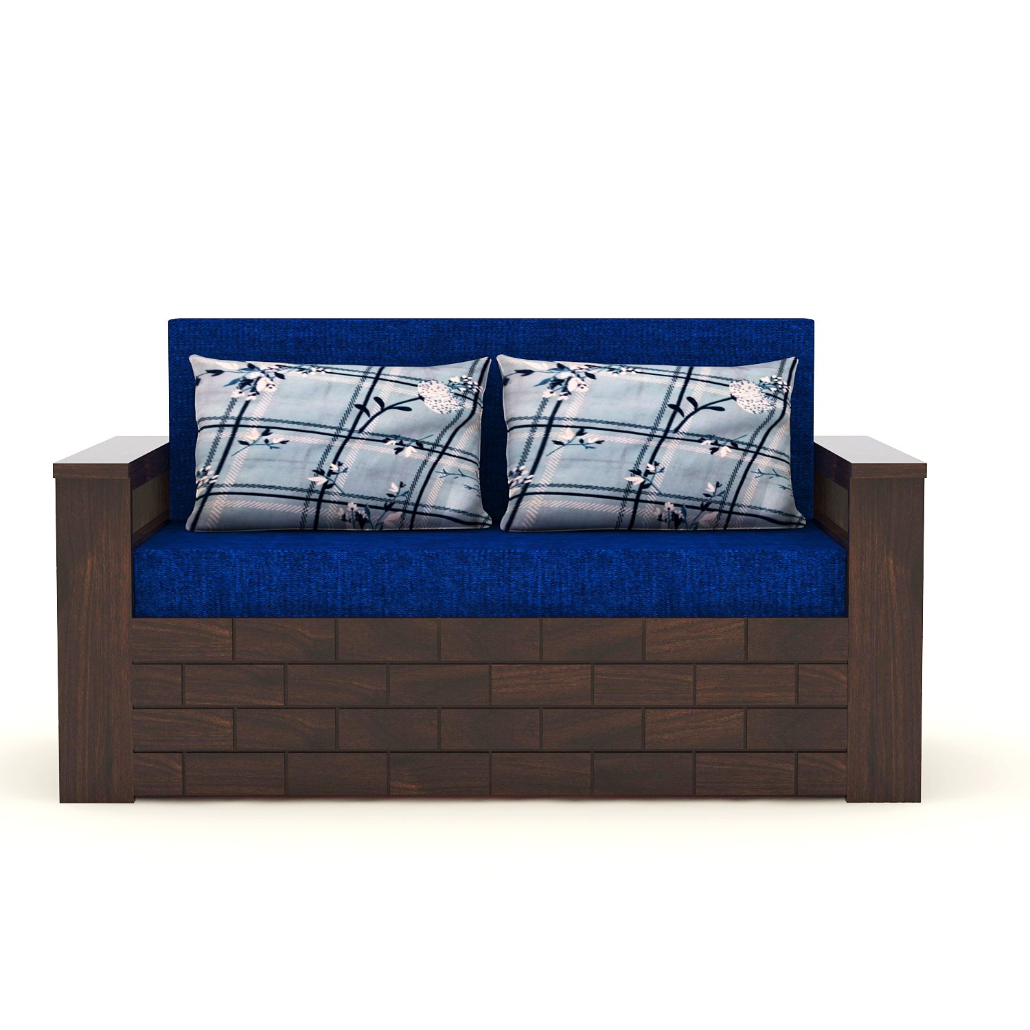 Modern wooden 2 Seater sofa bed for Living Room Walnut Finish