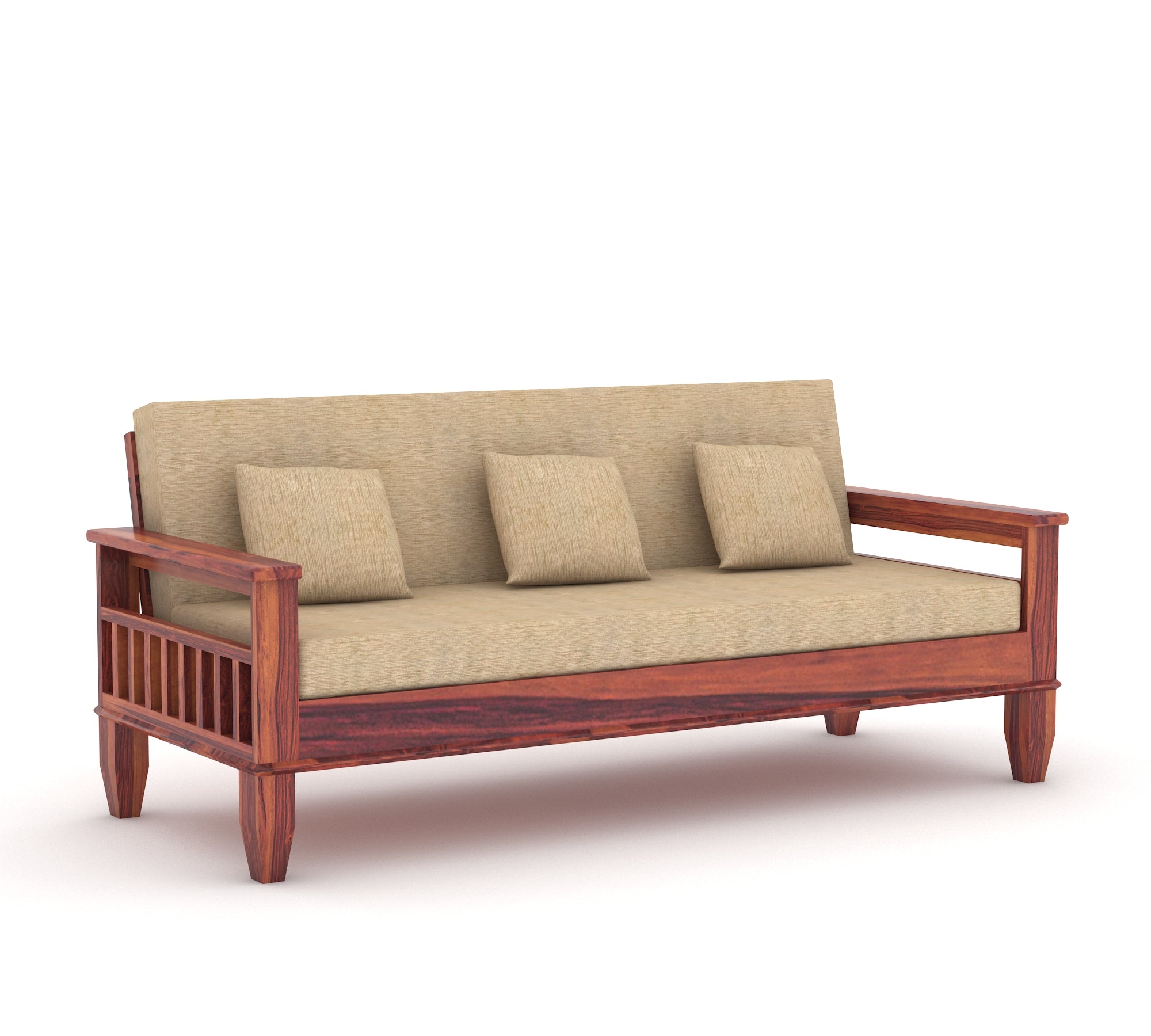 WOODTREND 3 Seater Sofa Set Natural Teak Finish