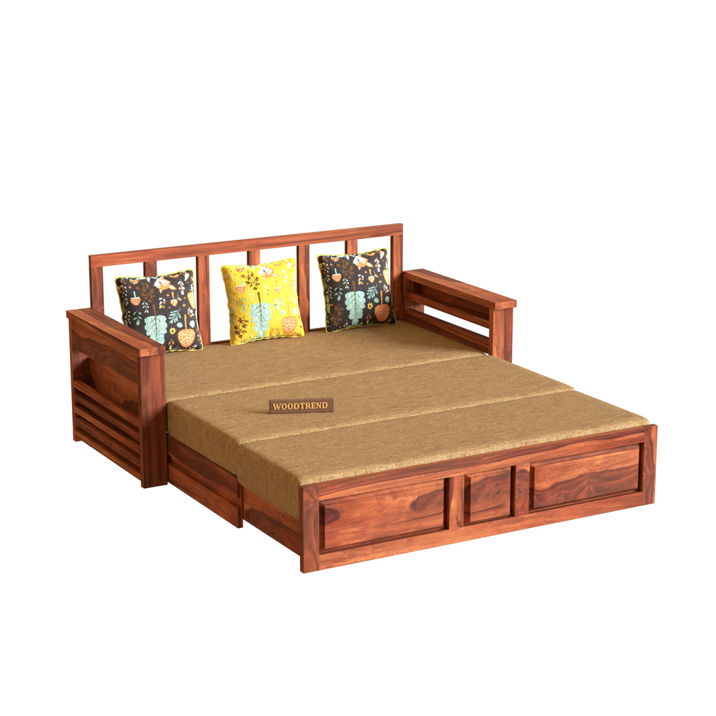 Woodtrend Solid Sheesham Wood 3 Seater Sofa Cum Bed new design