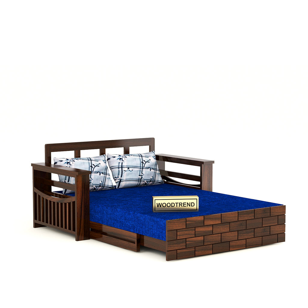 Modern wooden 2 Seater sofa bed for Living Room Walnut Finish