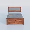 Sheesham Wood Single Size Bed with Drawer Storage and Cushion Headboard for Bedroom In Honey Finish | 3 Years Warranty