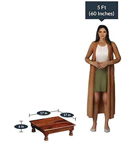 Sheesham Teak Wood Pooja Chowki Maple Finish