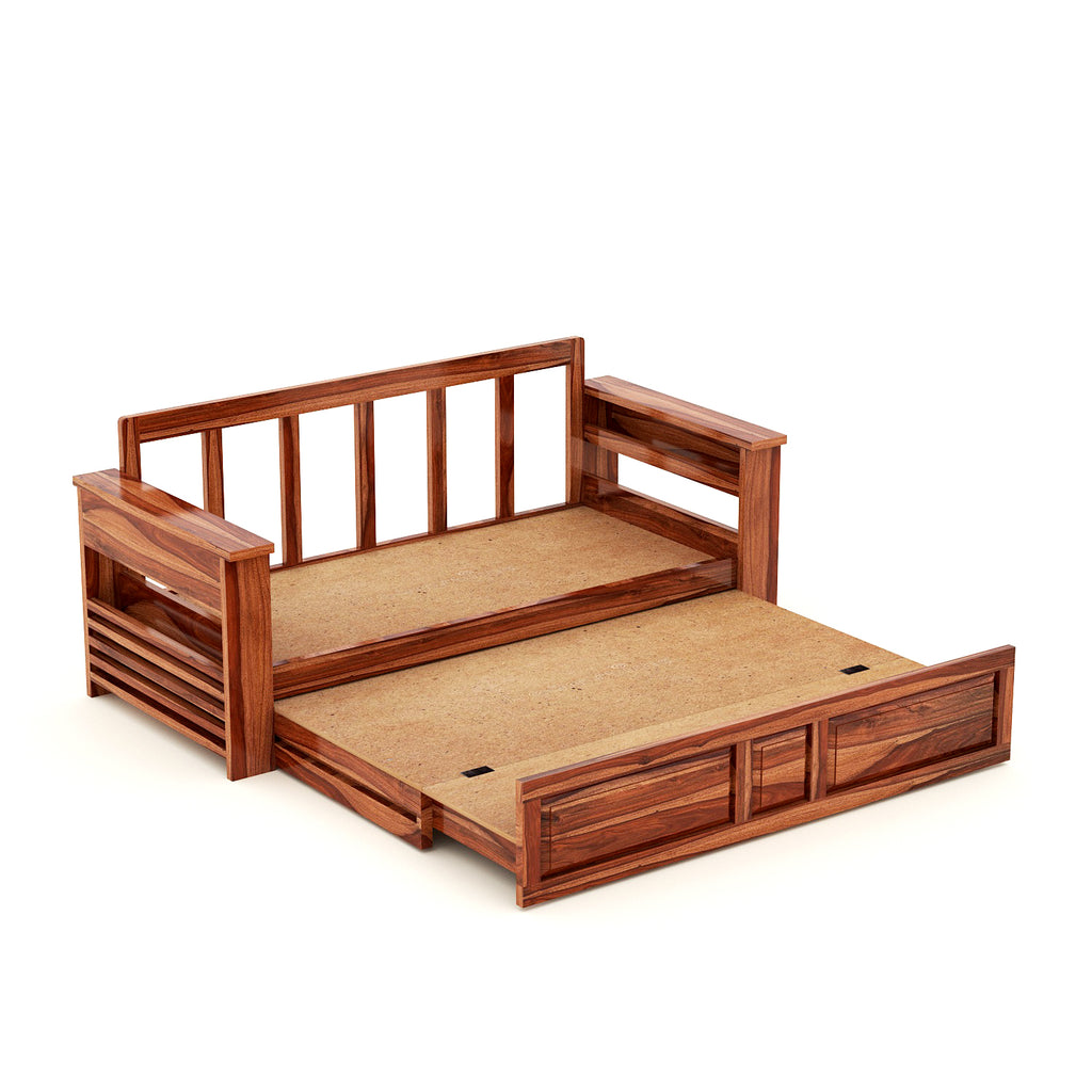 3 Seater Sofa Cums bed for home, Honey Oak Finish