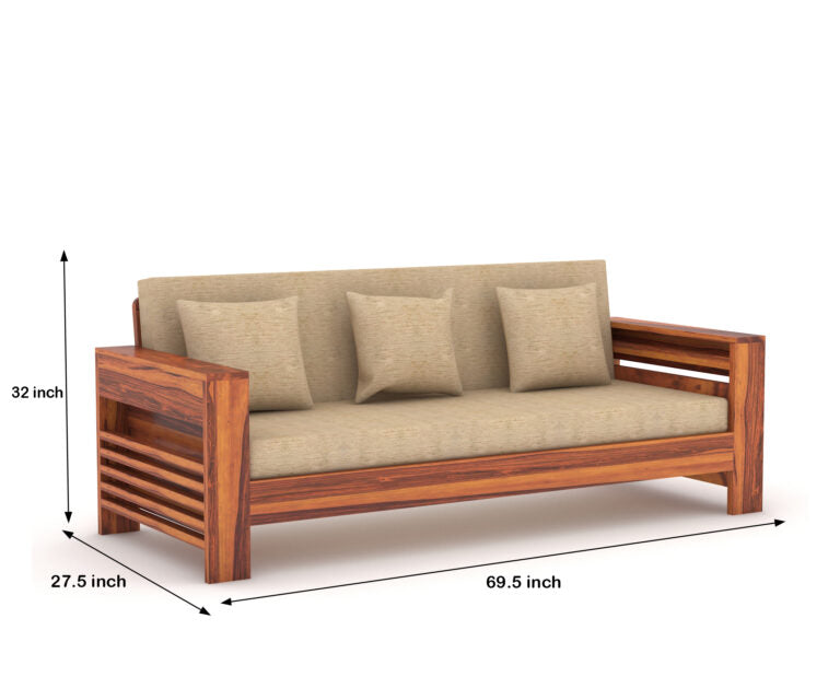 Woodtrend Sofa Set 3 Seater Living Room in Honey Finish