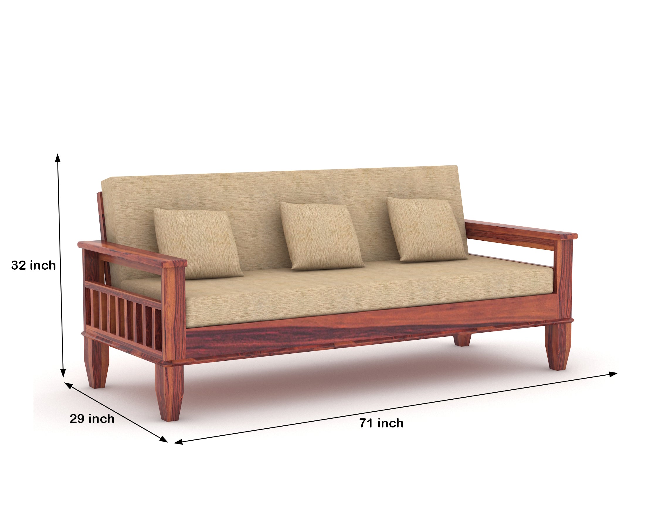 WOODTREND 3 Seater Sofa Set Natural Teak Finish