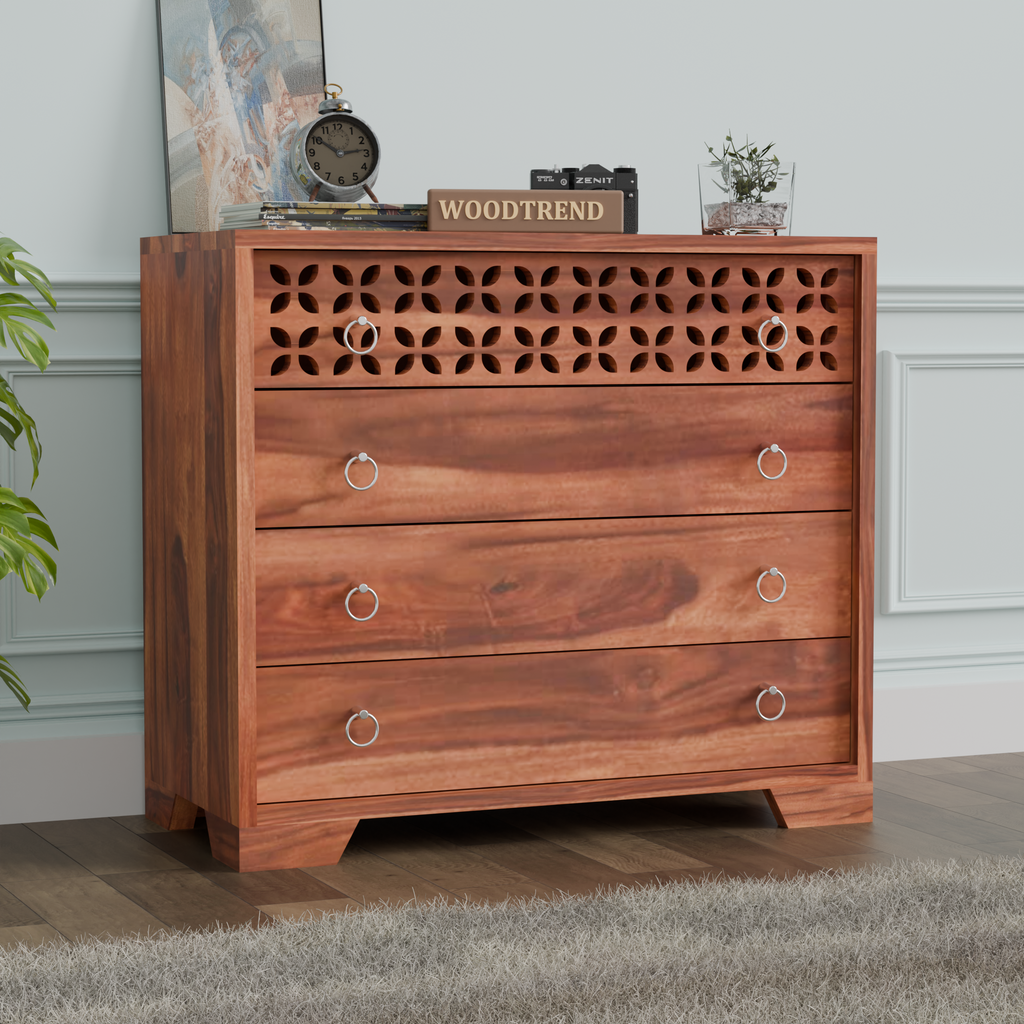 Woodtrend 4 Drawer Dresser Chest Honey Finish