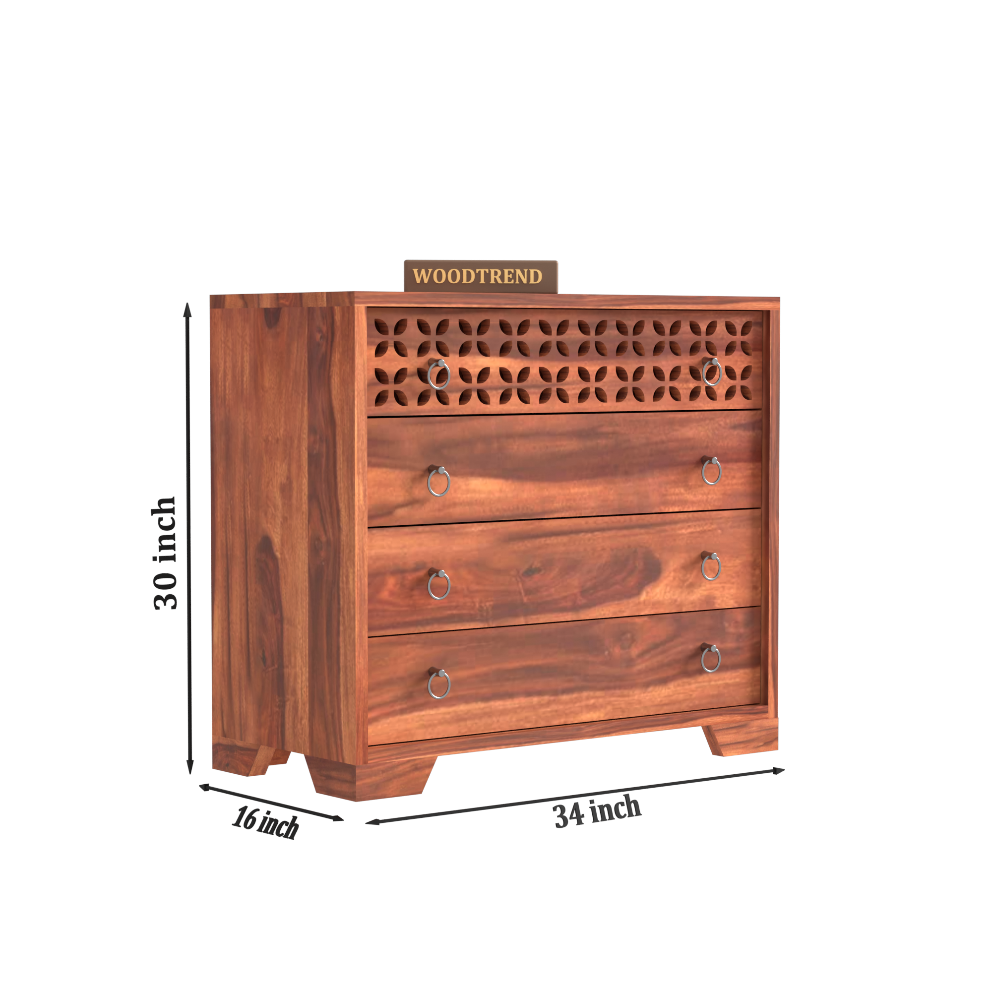 Woodtrend 4 Drawer Dresser Chest Honey Finish