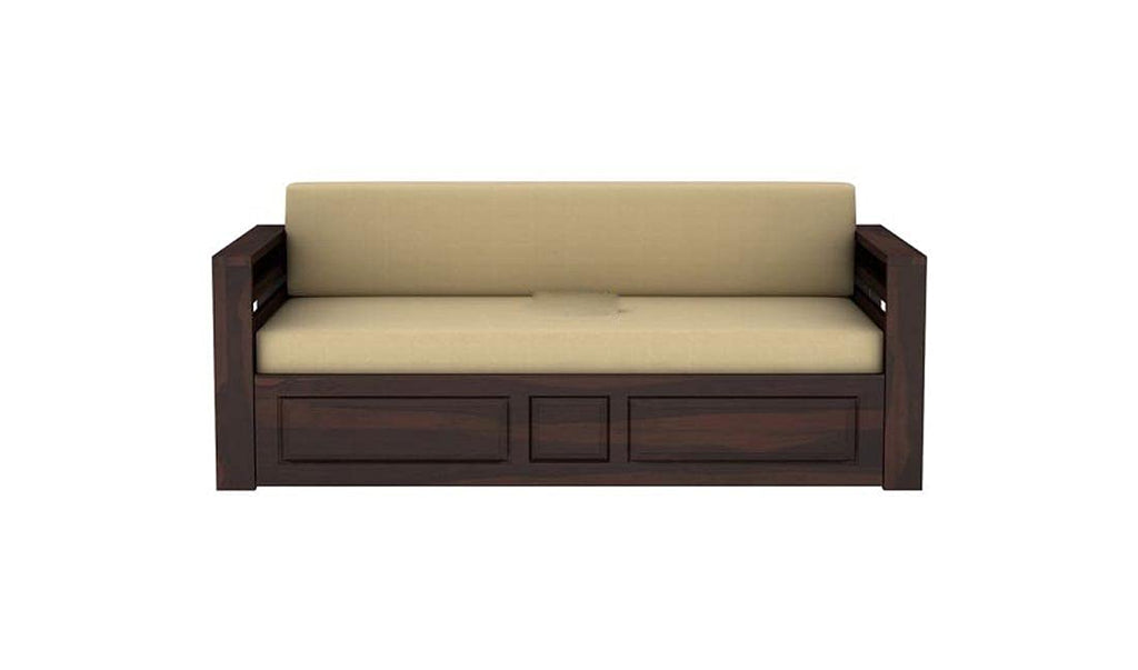 Woodtrend 3 seater sofa Cums Bed for Home Walnut Finish