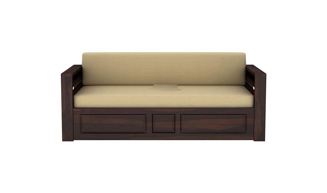 Woodtrend 3 seater sofa Cums Bed for Home Walnut Finish