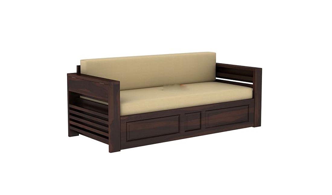 Woodtrend 3 seater sofa Cums Bed for Home Walnut Finish