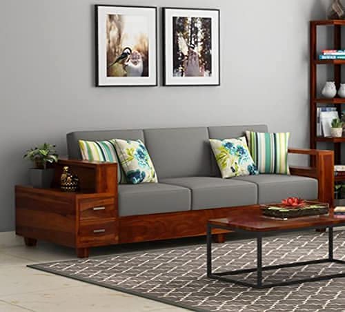 WOODTREND 3 Seater Sofa with 2 Shelf Drawers