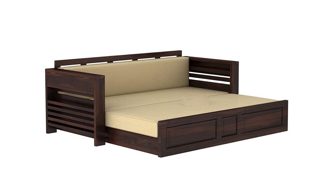 Woodtrend 3 seater sofa Cums Bed for Home Walnut Finish