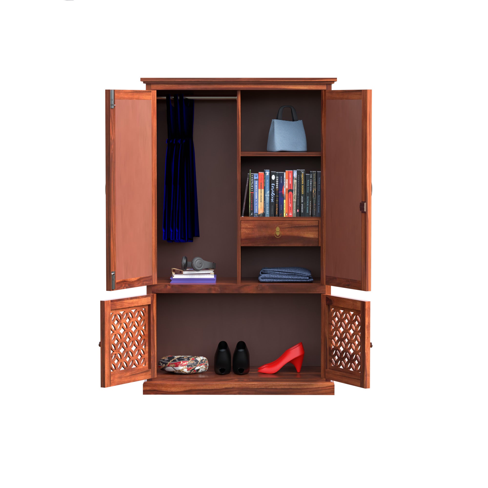 Woodtrend Solid Wood 4 Door Wardrobe