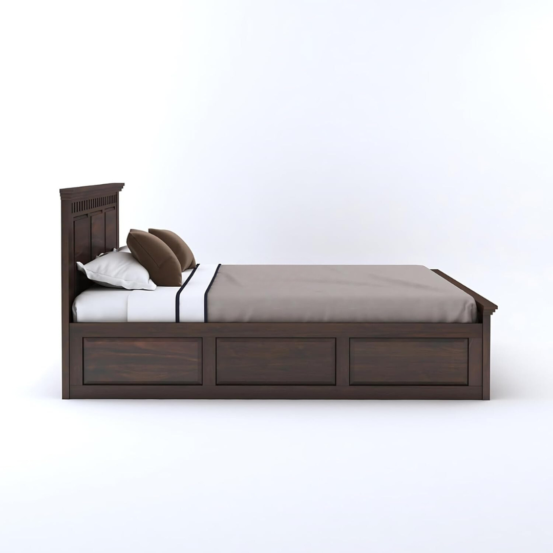 Woodtrend Solid Sheesham Wood King Size Bed with Storage