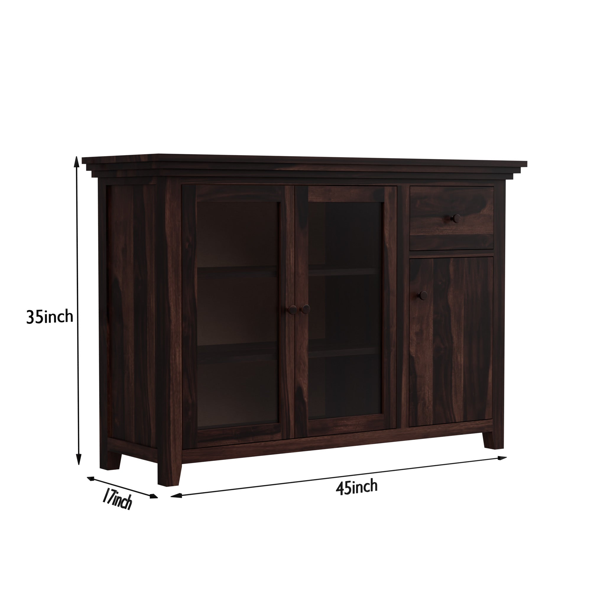 kitchen storage cabinets Kitchen Cabinet with Glass Door Walnut Finish