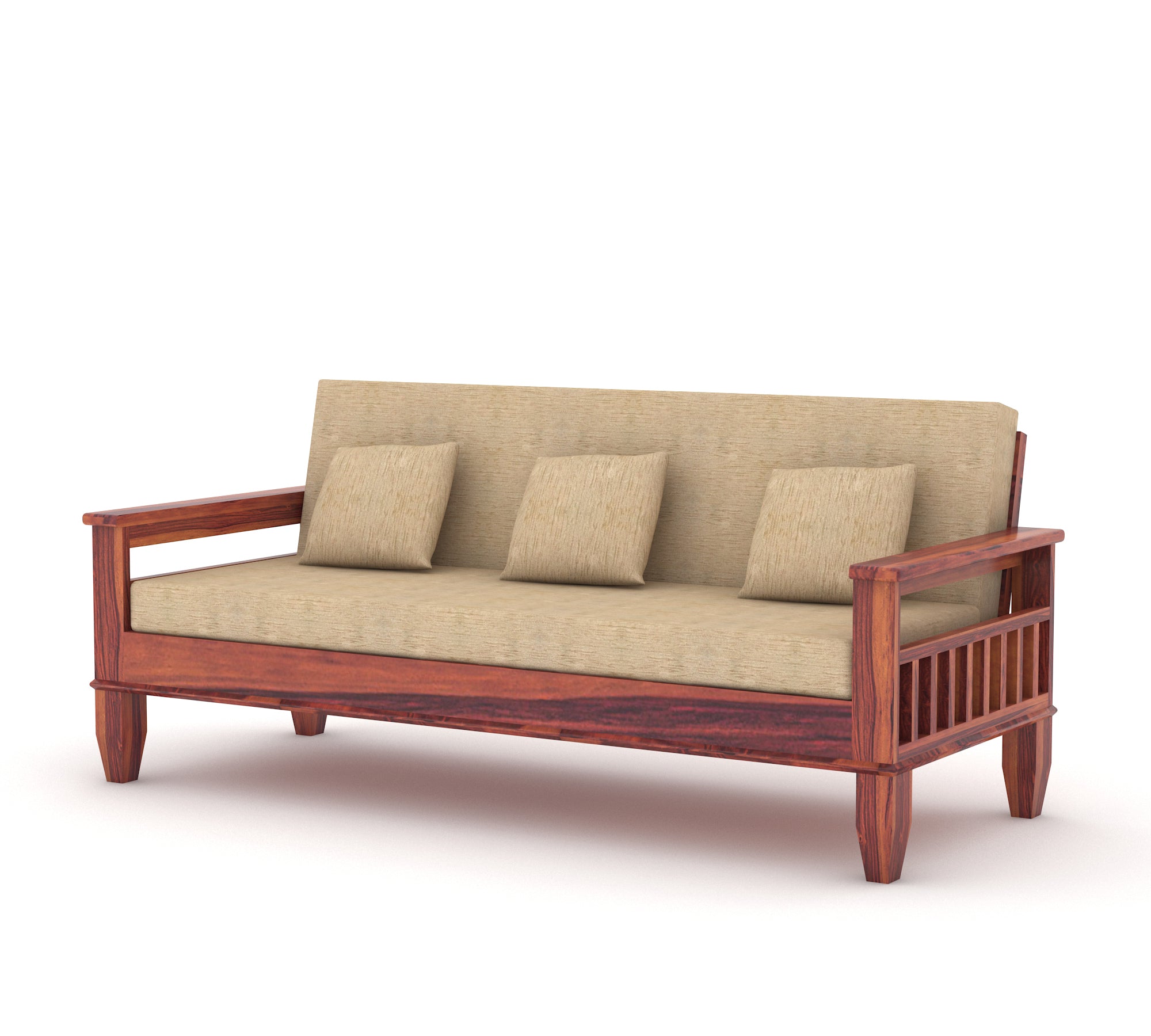 WOODTREND 3 Seater Sofa Set Natural Teak Finish