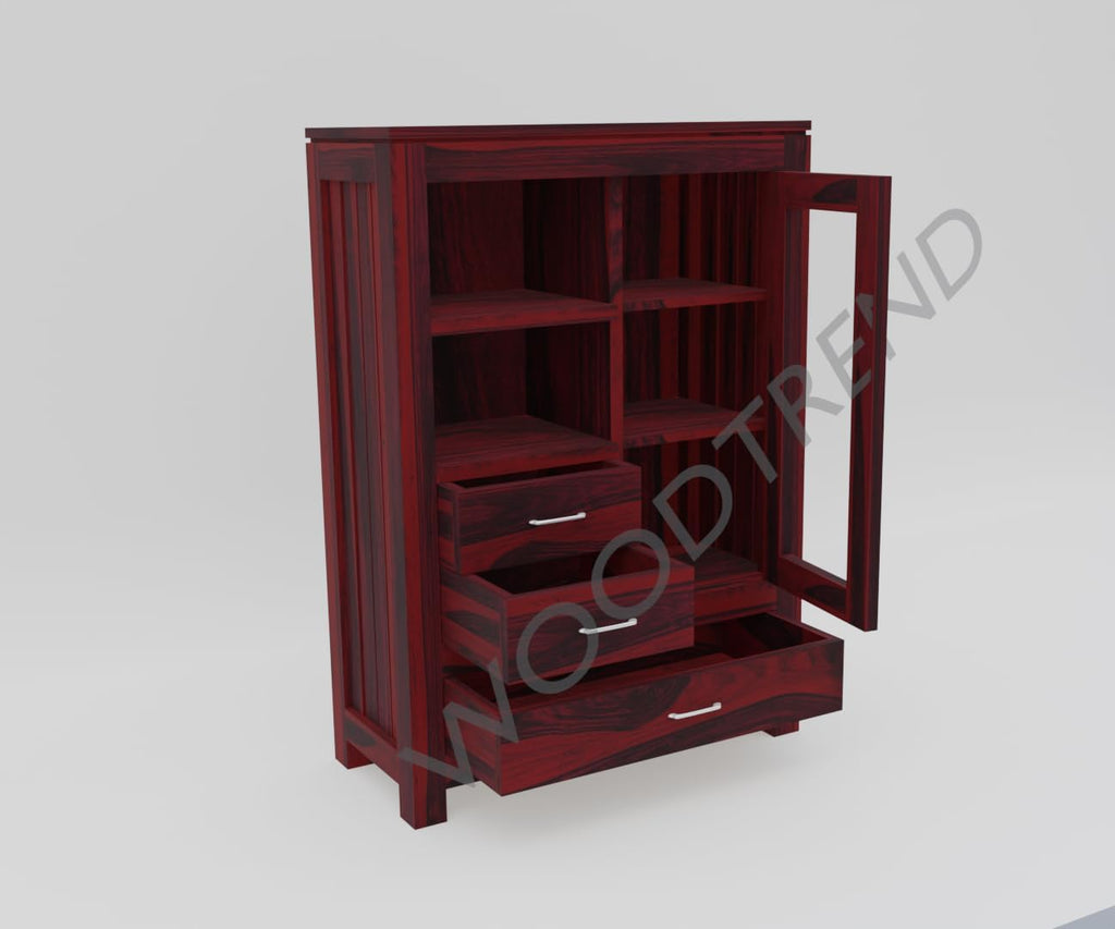 Bookshelf Cabinet with Glass Door in mahogany Finish