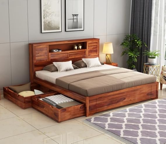 WOODTREND King Size Bed with 4-Drawer