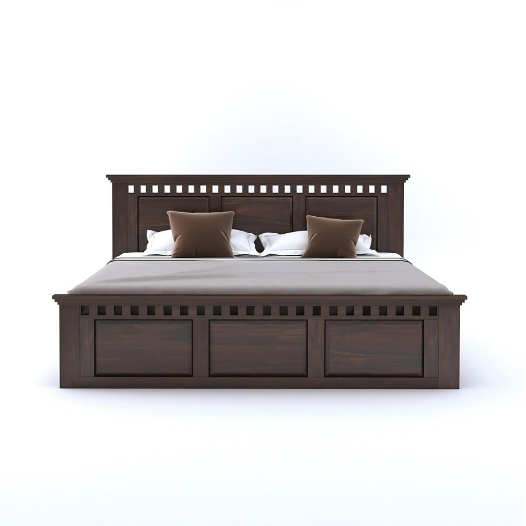 Woodtrend Solid Sheesham Wood King Size Bed with Storage