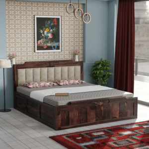 Woodtrend wooden Queen size bed with storage