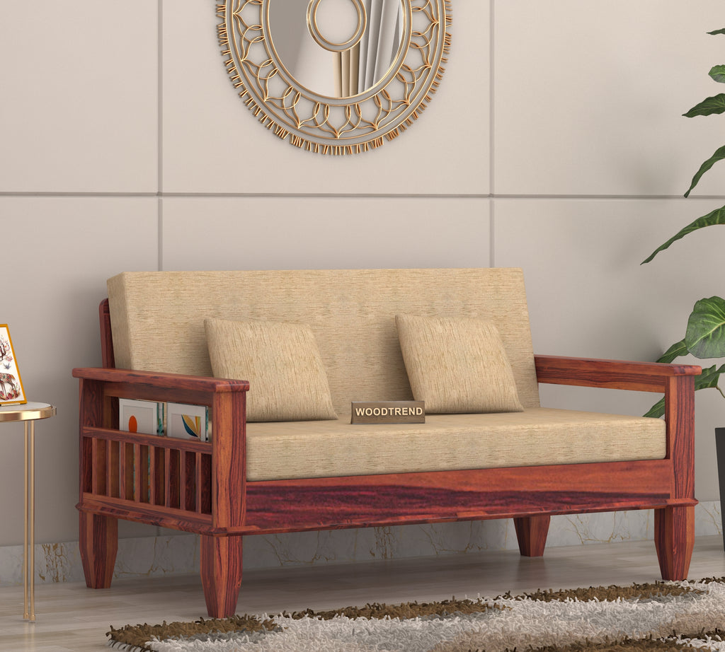 WOODTREND 2 Seater Sofa Set Natural Teak Finish