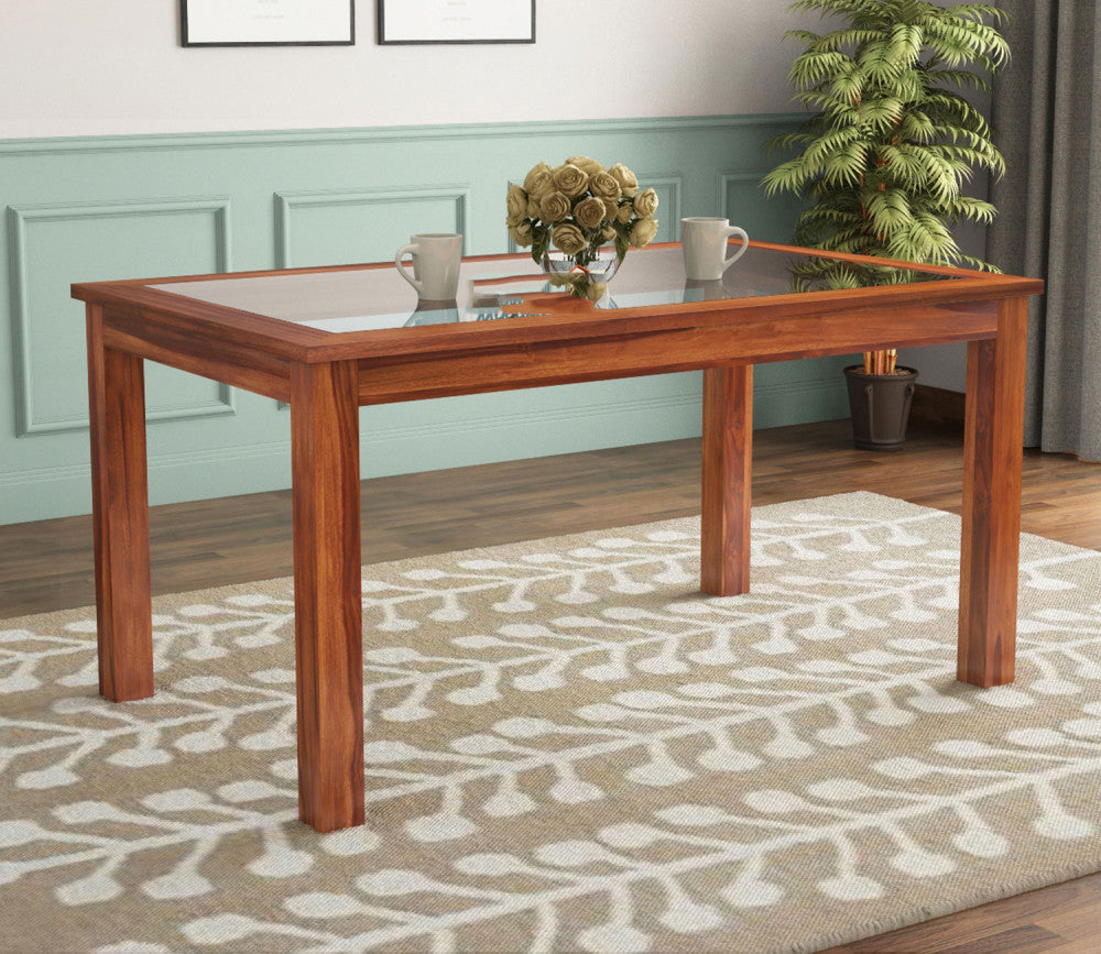 Woodtrend 6 Seater Dining Table with Glass Top Without Glass