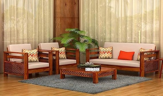 Woodtrend 5 Seater Sofa Set | Honey Finish