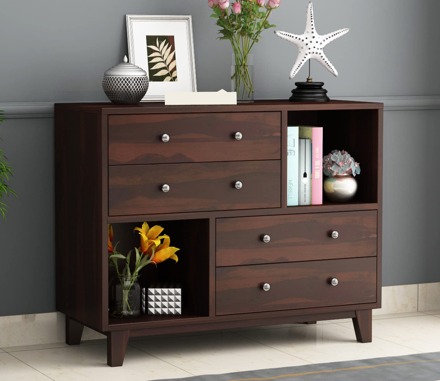 Woodtrend Chest of Drawers with 4 Drawer and Shelves