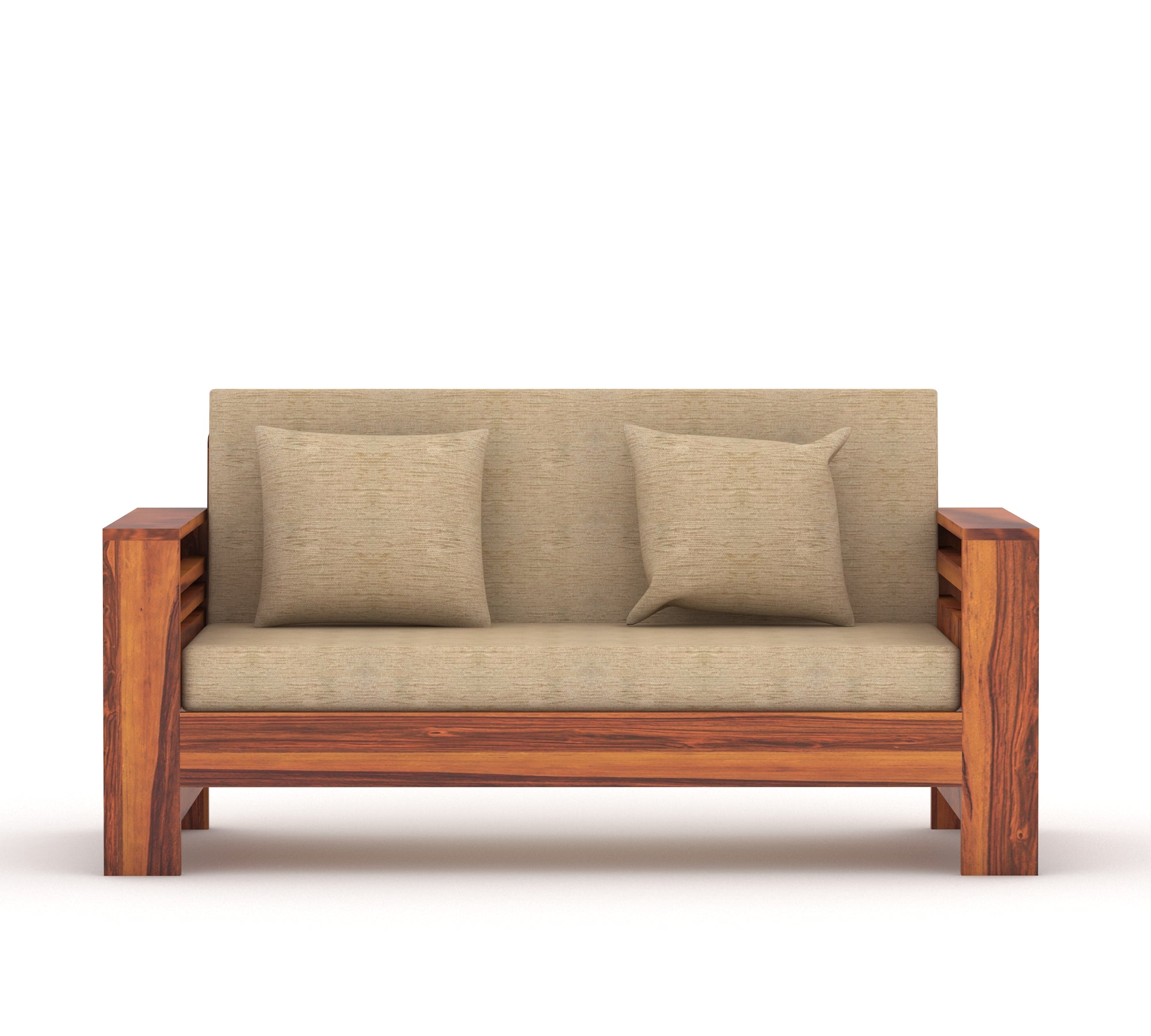 Wooden Sofa Set 2 Seater Living Room in Honey Finish