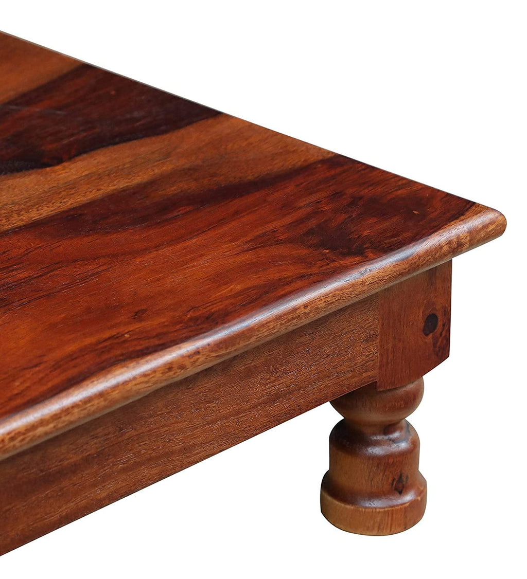 Sheesham Teak Wood Pooja Chowki Maple Finish