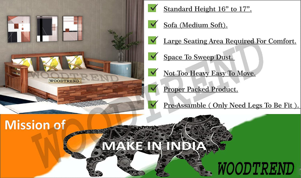 WOODTREND 3 Seater Sofa Cum Bed Honey Finish