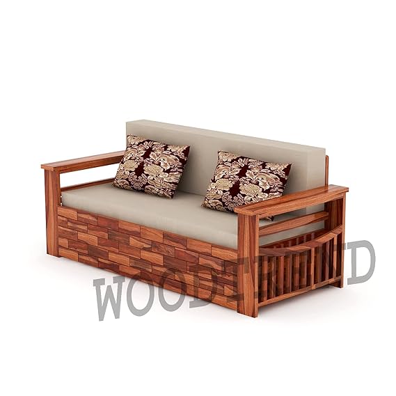 Sheesham Wood 3 Seater Sofa Cum Bed with Mattress-3 Years Warranty