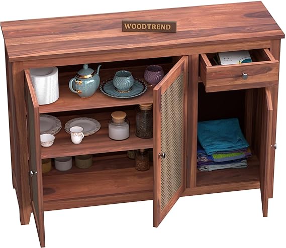 WOODTREND Solid Sheesham Wood Kitchen Cabinet